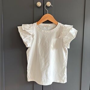 Crewcuts White Ruffle Sleeve Tee